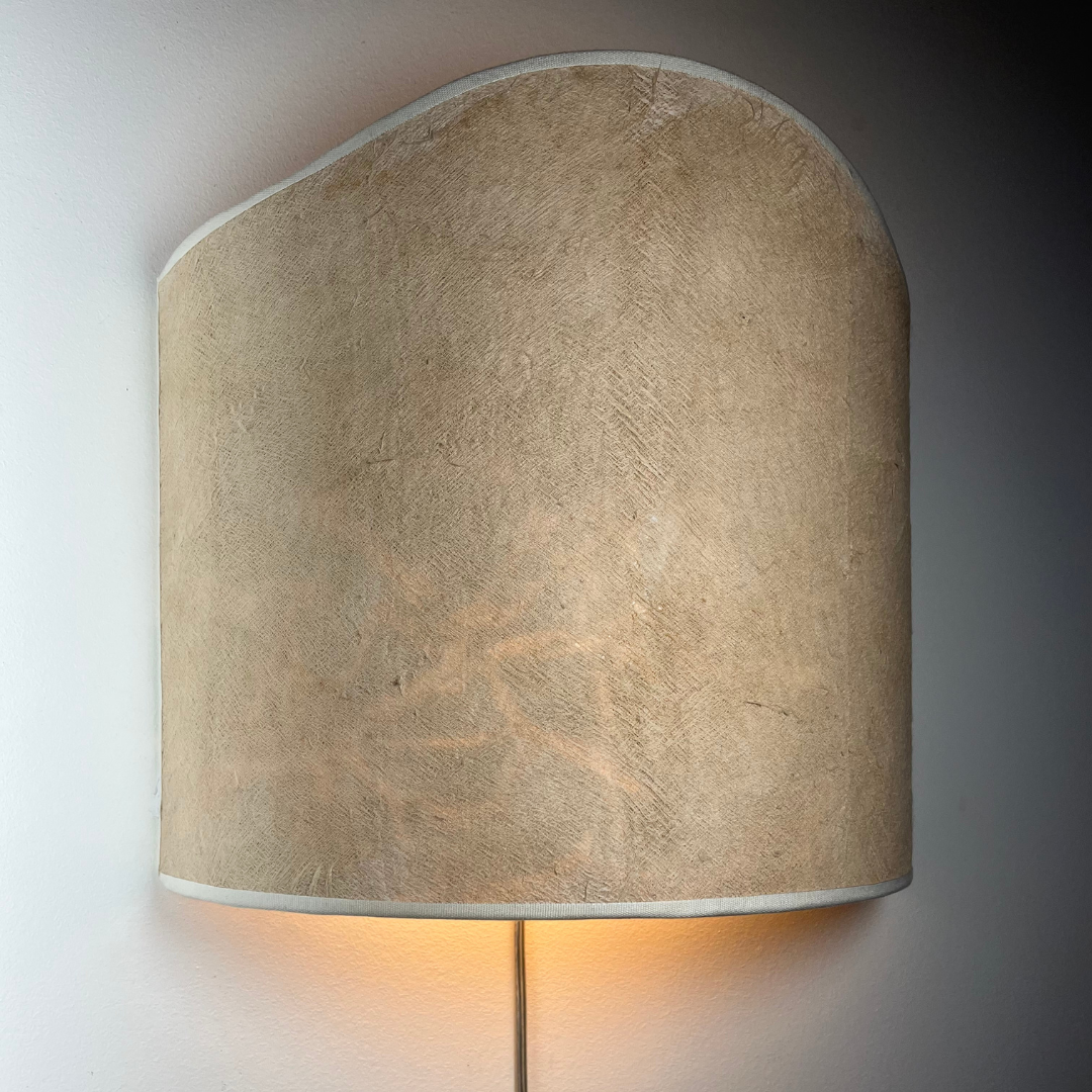 Applique en tissu d'écorce d'arbre blanche, luminaire en matière naturelle