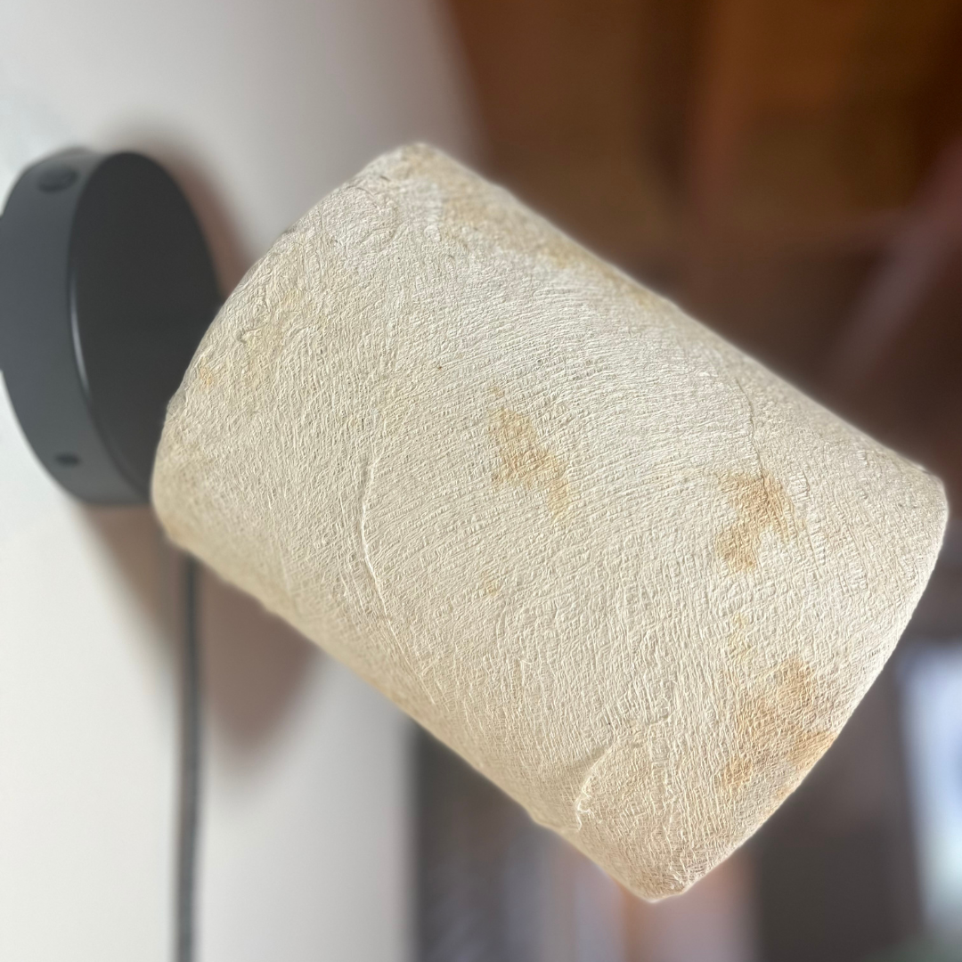Applique orientable en tissu d'écorce d'arbre blanche, luminaire en matière naturelle